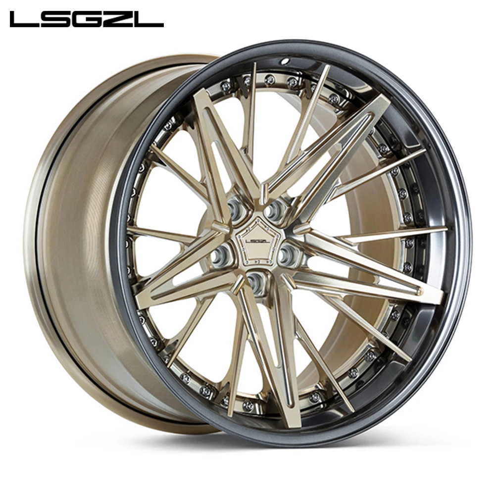 LSGZL VOS71: Champagne split-spoke wheel with bright lip, angled view