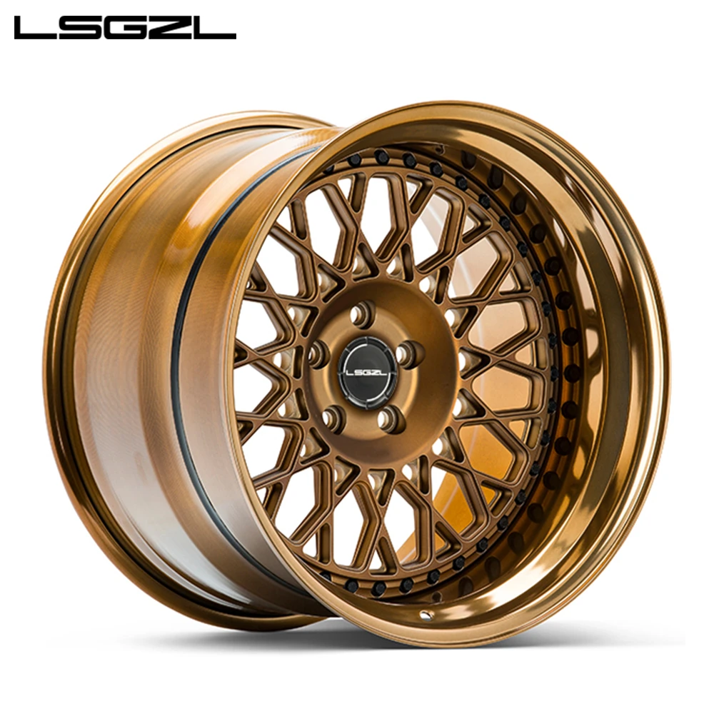 LSGZL VOS84: Bronze mesh wheel with bright lip, angled view