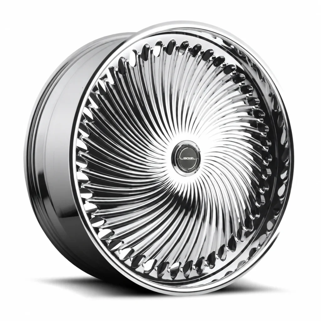 Polished turbine-style alloy wheel